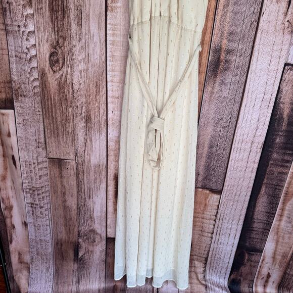 ModCloth Maxi Dress Illuminated Elegance Ivory Halter Party Metallic Large NWT - Picture 7 of 12